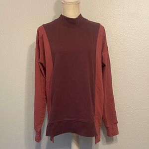 Athleta Burgundy & Pink Colorblock Mock Neck Sweatshirt Size Medium